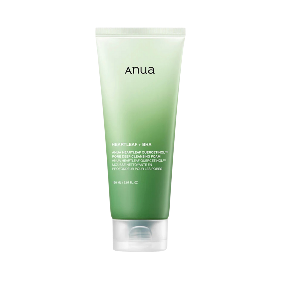 Anua Heartleaf Quercetinol Pore Deep Cleansing Foam - 150ml | أنوا غسول رغوي يحتوي على خلاصة نبات القلب، مصممة لتنظيف المسام بعمق وتقشير خلايا الجلد الميتة بلطف - 150 مل
