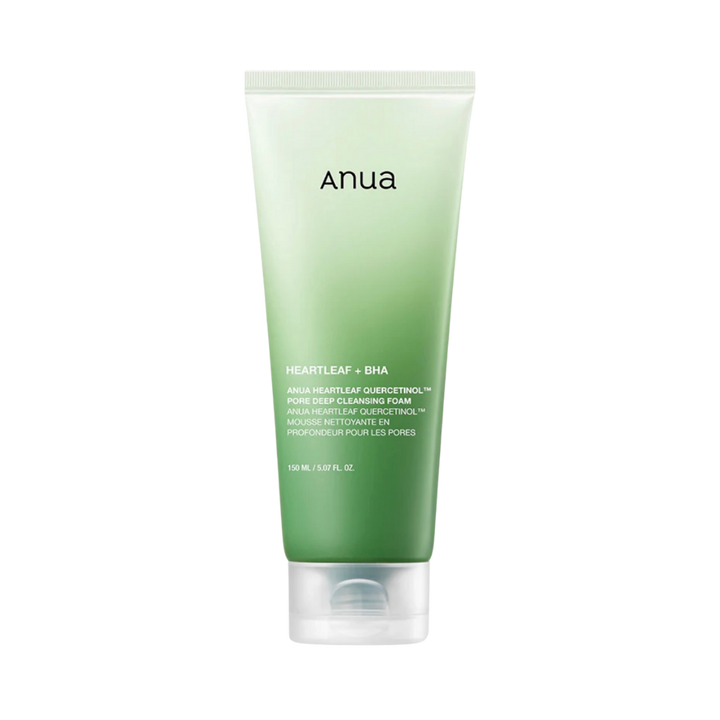Anua Heartleaf Quercetinol Pore Deep Cleansing Foam - 150ml | أنوا غسول رغوي يحتوي على خلاصة نبات القلب، مصممة لتنظيف المسام بعمق وتقشير خلايا الجلد الميتة بلطف - 150 مل