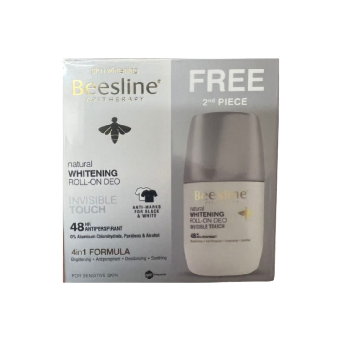 Beesline Whitening Roll Deodrant Invisible 1+1 Free Offer - 2x50ml | بيزلين مزيل العرق رول اون لتفتيح البشرة  1+1  - 2 × 50 مل