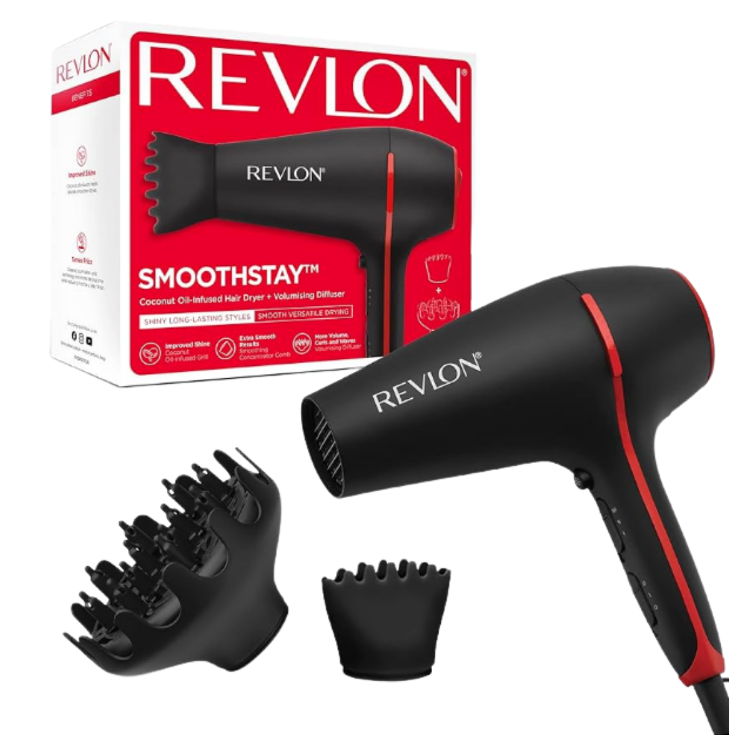 REVLON Coconut Oil - Infused Hair Dray + Volumising Diffuser - 2000w | ريفلون مجفف الشعر بزيت جوز الهند + موزع الحجم - 2000 واط
