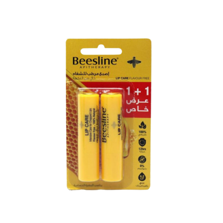 Beesline Lip Care Flavour Free -  2x4g | بيزلين مرطب الشفاه خالي من نكهة - قطعتين 4 غرام