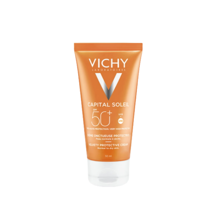 VICHY Velvety Cream Spf 50+ Skin Perfecting Action - 50ml | فيشي كريم واقي شمسي مع عامل حماية من الشمس 50 - 50 مل