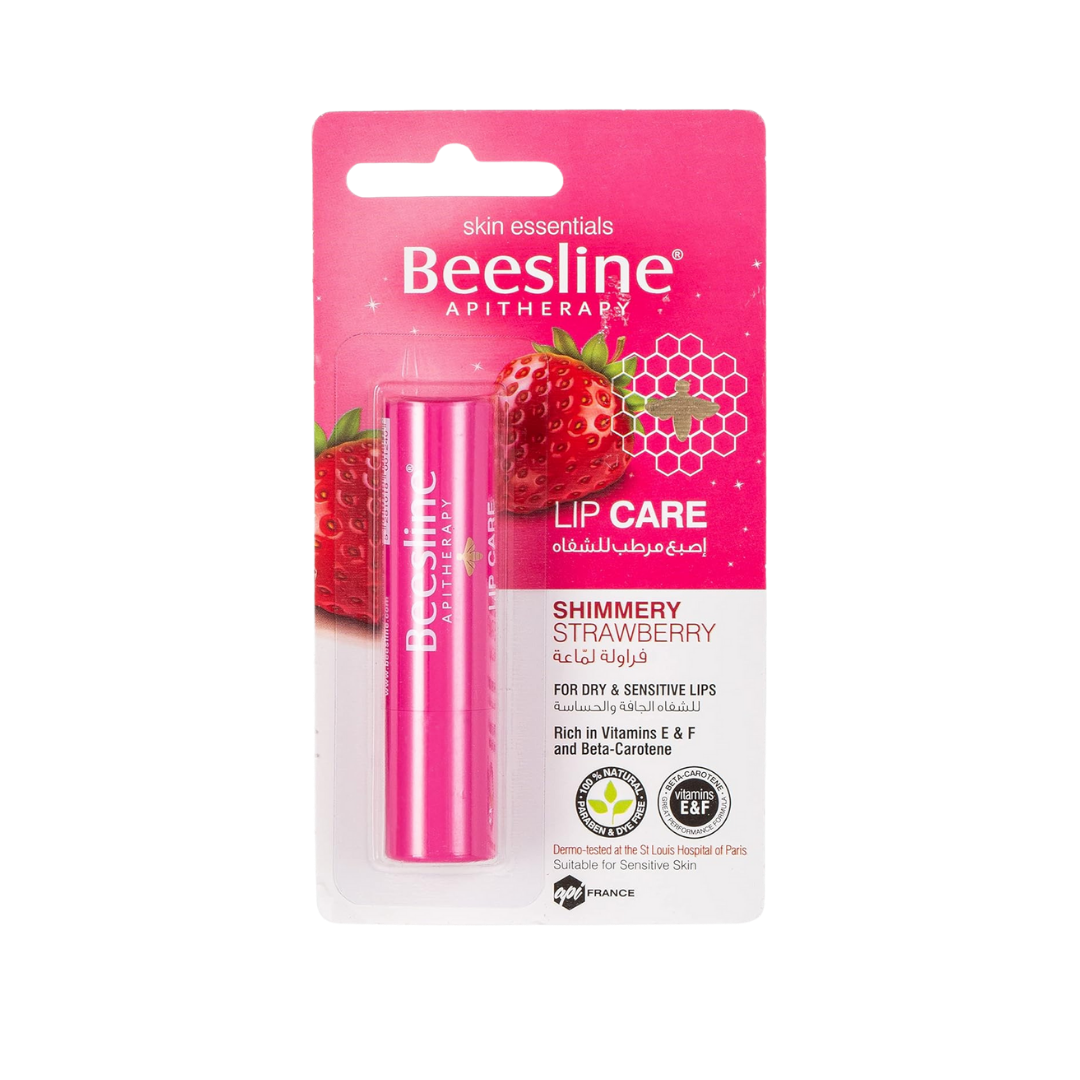 Beesline Lip Care - Shimmery Strawberry - 4g |بيزلين مرطب الشفاه - الفراولة اللامعة - 4 غرام