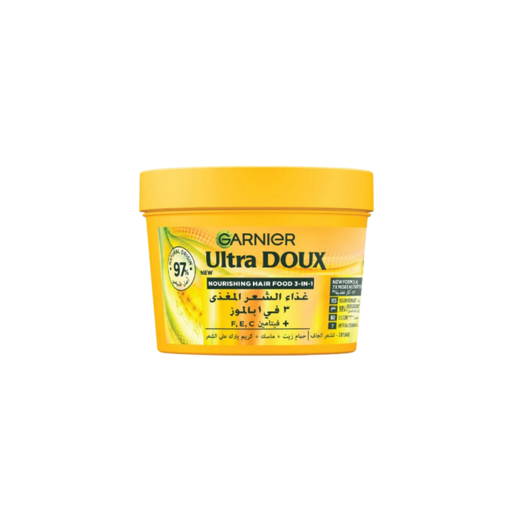 Garnier Ultra Doux Nourishing Banana 3-In-1 Hair Food - 390ml | غارنييه ماسك غذاء الشعر بالموز 3 في 1 للشعر الجاف  - 390 مل