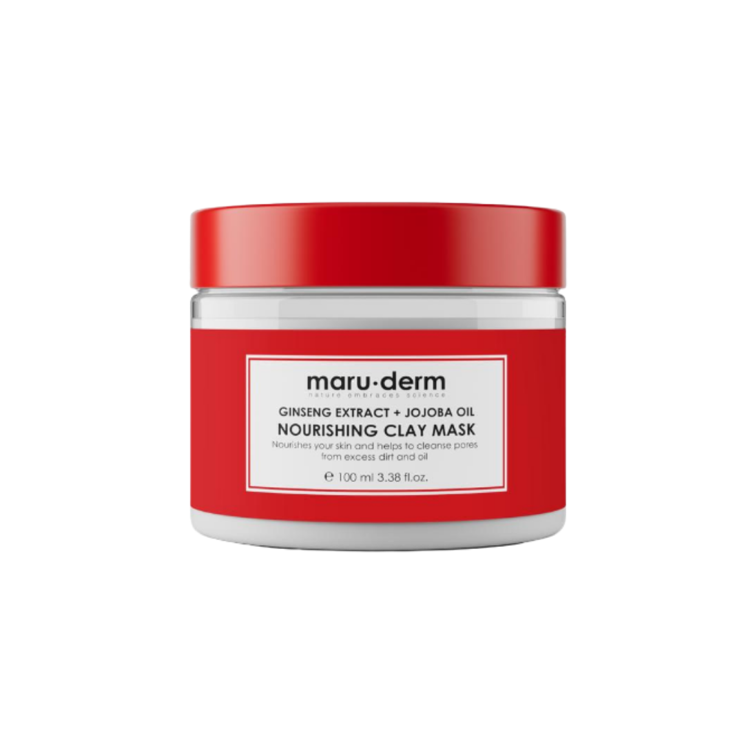 maru.derm Ginseng Extract + Jojoba Oil clay mask - 100ml | مارو.ديرم ماسك الطين المغذي بخلاصة الجينسنغ وزيت الجوجوبا - 100 مل