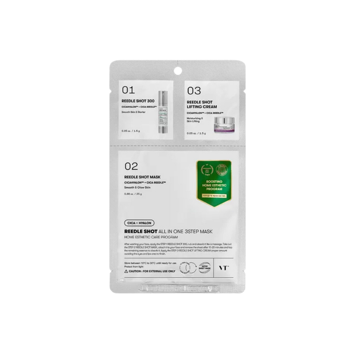 VT Cosmetics reedle shot all in one 3 step mask | في تي كوزمتيك 3 خطوات (سيروم + ماسك + كريم) – استخدام واحد.