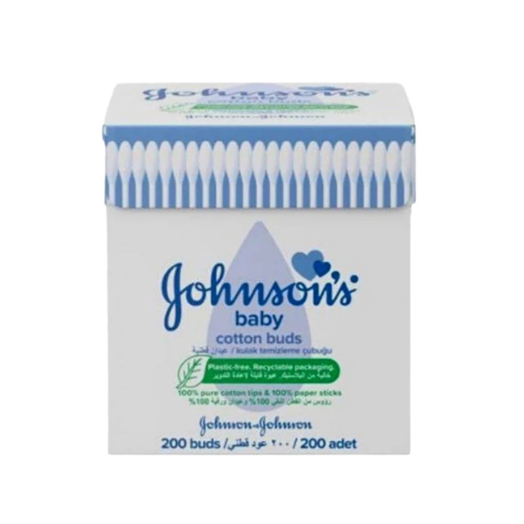 Johnson's Cotton Buds Plastic free - 200buds | جونسون أعواد قطن خالية من البلاستيك للأطفال - 200 قطعة