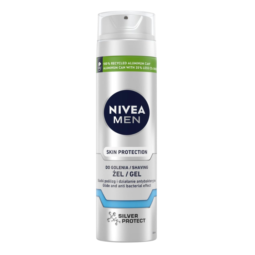 NIVEA Skin Protection Shaving Gel Silver Protect - 200ml | نيفيا جل حلاقة للرجال - 200 مل