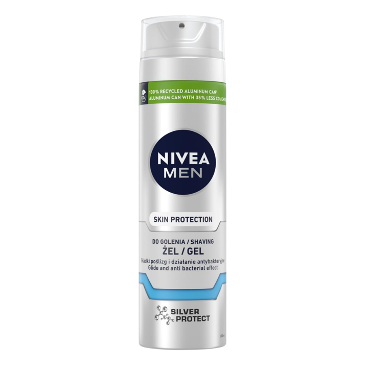 NIVEA Skin Protection Shaving Gel Silver Protect - 200ml | نيفيا جل حلاقة للرجال - 200 مل