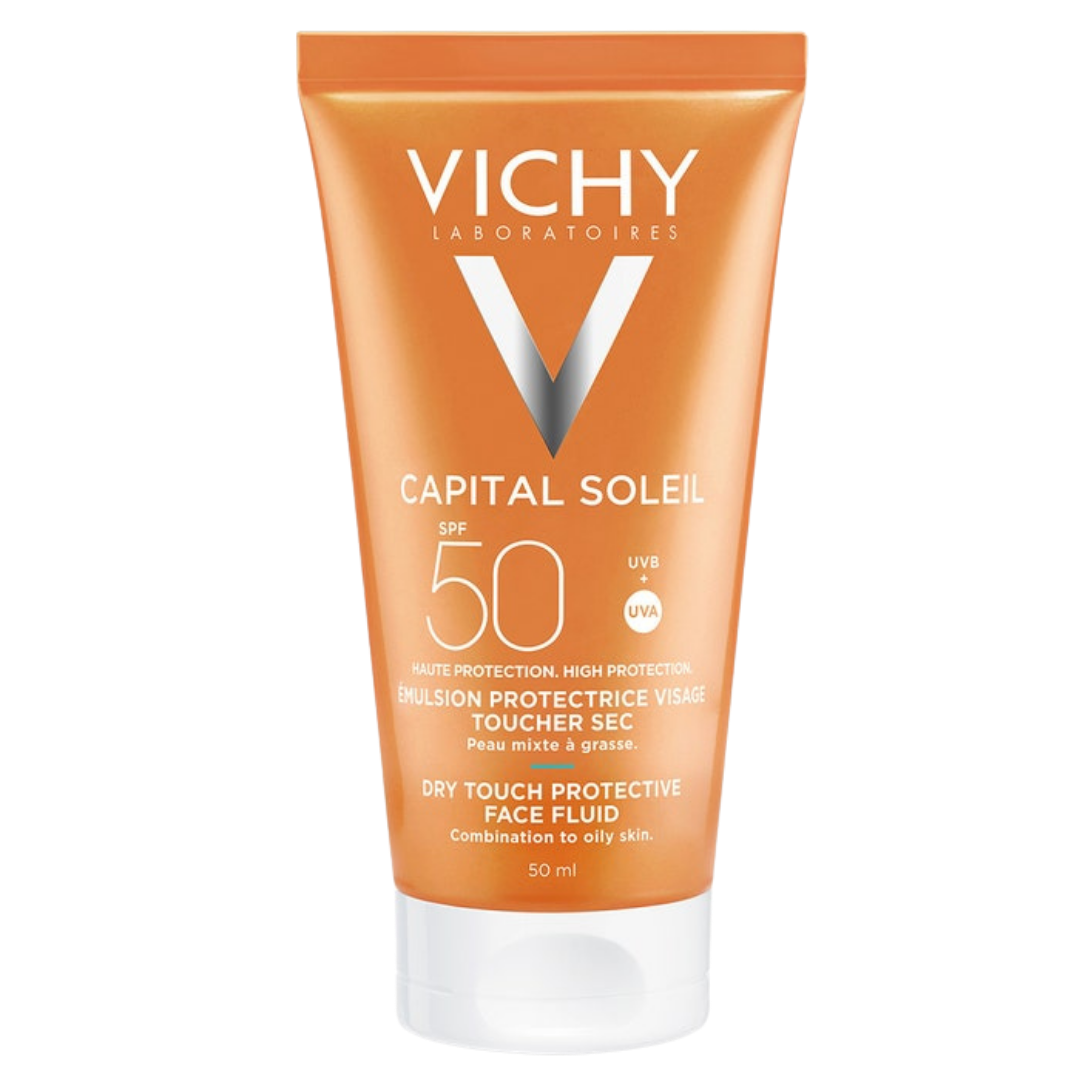 VICHY Capital Soleil Spf 50 Tinted Dry Touch - 50ml | فيشي كريم واقي شمسي مع لون للبشرة المختلطة والدهنية - 50 مل