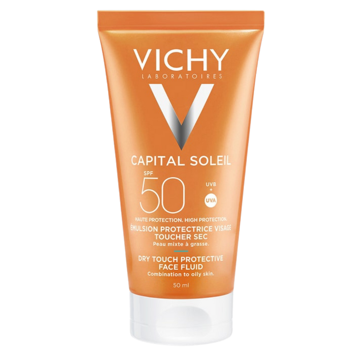 VICHY Capital Soleil Spf 50 Tinted Dry Touch - 50ml | فيشي كريم واقي شمسي مع لون للبشرة المختلطة والدهنية - 50 مل