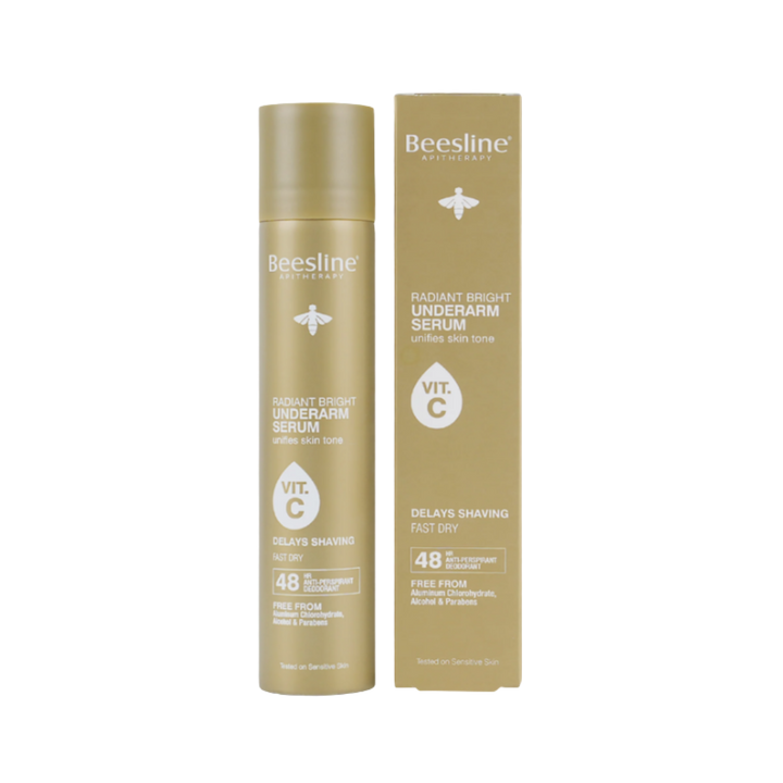 Beesline Radiant Bright Underarm Serum Vit C Spray 48h - 150ml | بيزلين بخاخ مضاد للتعرق و مفتح تحت الابط بفيتامين سي - 150 مل