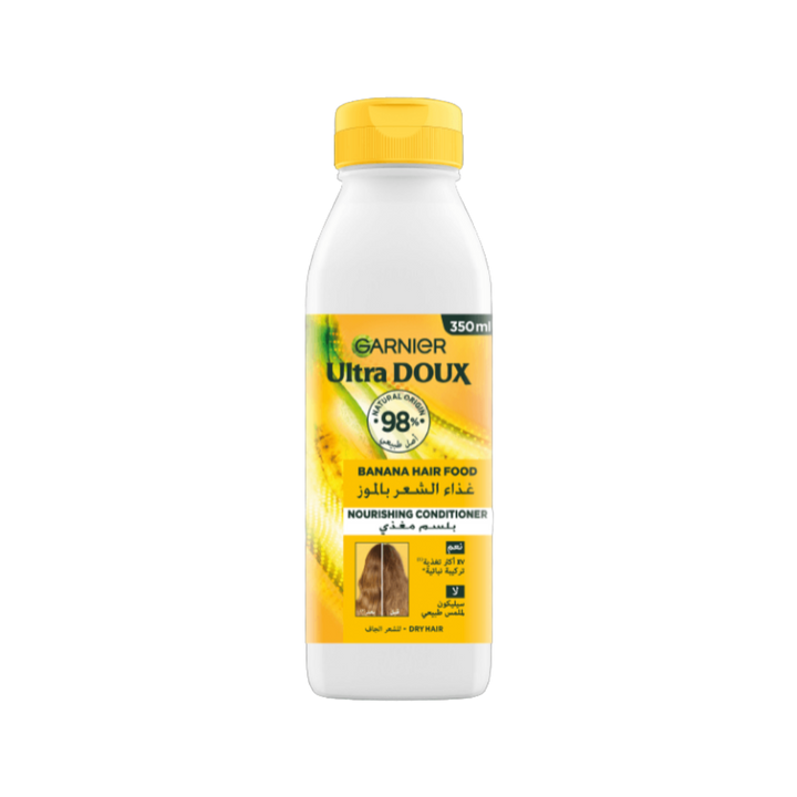 Garnier Ultra Doux Conditioner Hair Food Banana & Coconut for Dry Hair - 350ml | غارنييه  بلسم غذاء الشعر بالموز للشعر الجاف  - 350 مل