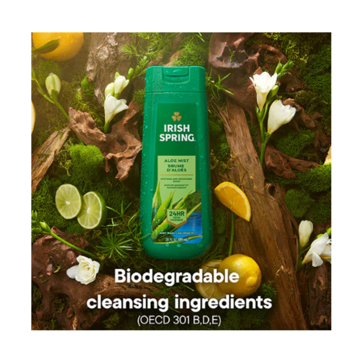 Irish Spring Aloe Mist Moisturizing Face + Body Wash - 591ml | أيرش سبرينغ جل استحمام للرجال بالالوفيرا - 591 مل