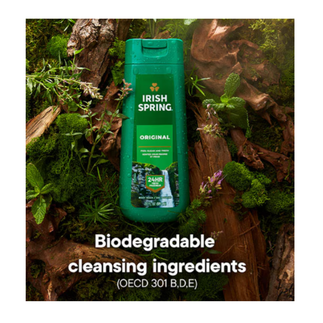 Irish Spring Original Clean Moisturizing Face  Body Wash - 591ml | أيرش سبرينغ جل استحمام مرطب للرجال - 591 مل