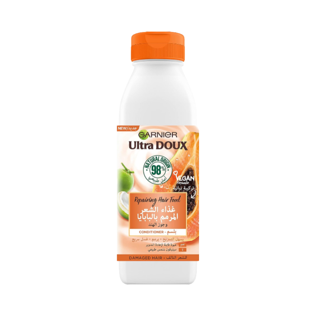 Garnier Ultra Doux Hair Food Papaya Conditioner for Damage Hair - 350ml | غارنييه بلسم غذاء الشعر بالبابايا للشعر المتضرر - 350 مل