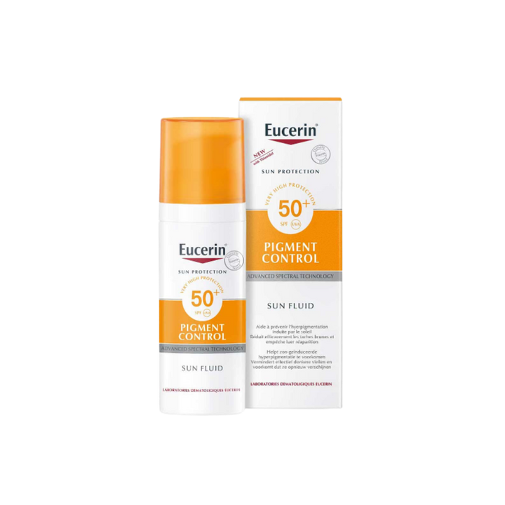 Eucerin Sun Fluid Pigment Control SPF50+ - 50ml | يوسيرين واقي شمسي مع عامل حماية 50 - 50 مل