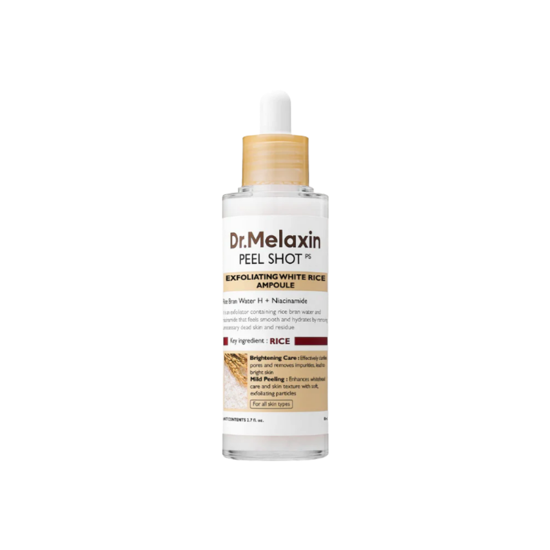 Dr. Melaxin Peel Shot Exfoliating White Rice Ampoule - 80ml | دكتور ميلاكسين امبول مقشر للبشرة بالأرز الأبيض - 80 مل