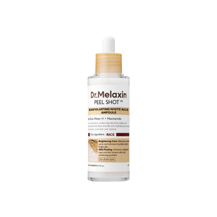 Dr. Melaxin Peel Shot Exfoliating White Rice Ampoule - 80ml | دكتور ميلاكسين امبول مقشر للبشرة بالأرز الأبيض - 80 مل