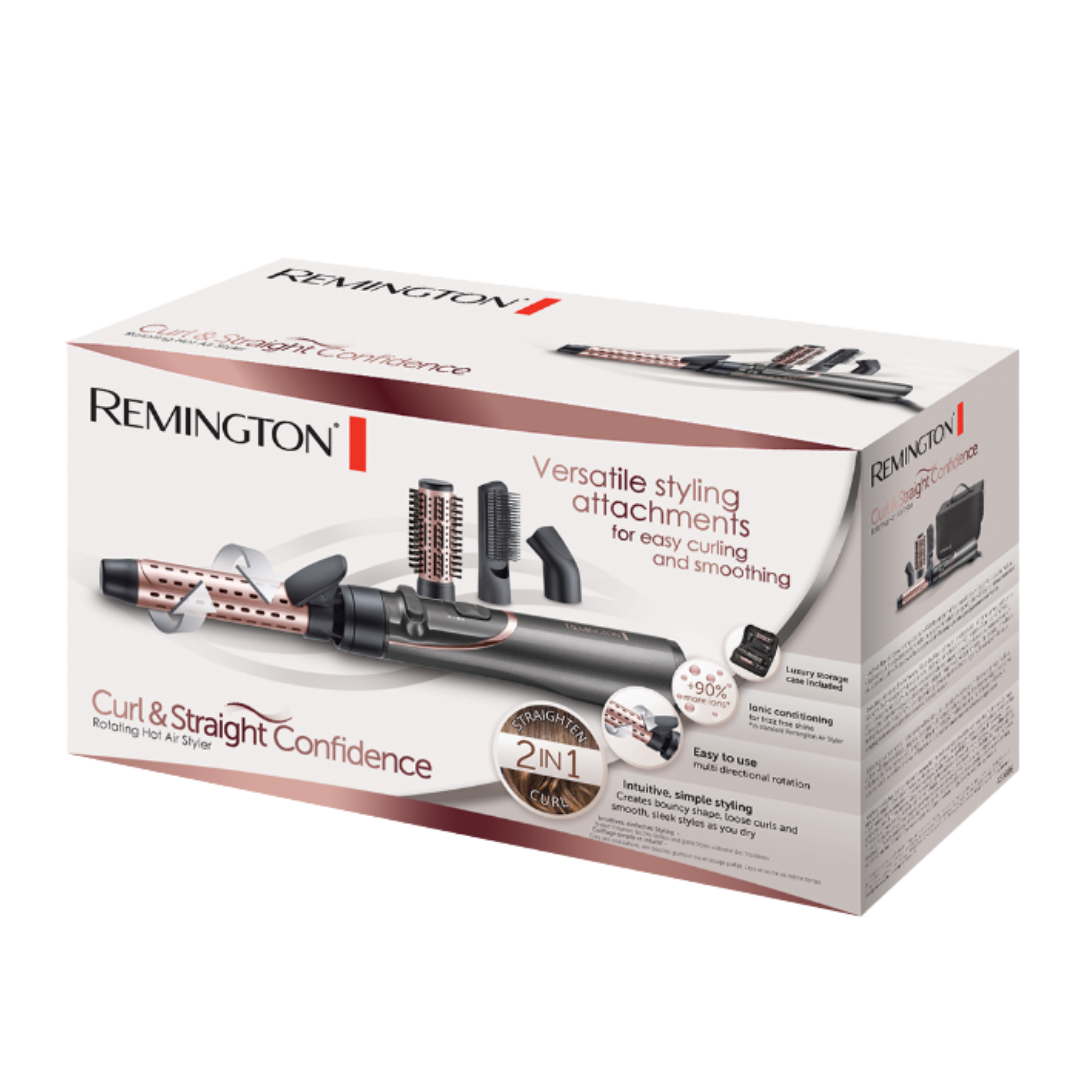 REMINGTON Curl & Straight Confidence Rotating Hot Air Styler 5Pcs - 800W | ريمنجتون مجفف الشعر الكهربائي 5 قطع - 800 واط