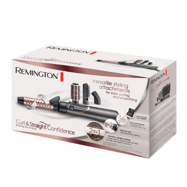 REMINGTON Curl & Straight Confidence Rotating Hot Air Styler 5Pcs - 800W | ريمنجتون مجفف الشعر الكهربائي 5 قطع - 800 واط