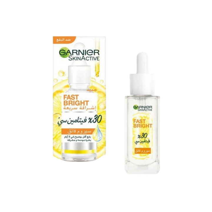 Garnier Fast Bright 30x Vitamin C Anti Dark Spot Serum - 30ml |  - 30 مل غارنييه سيروم تفتيح  بفيتامين سي