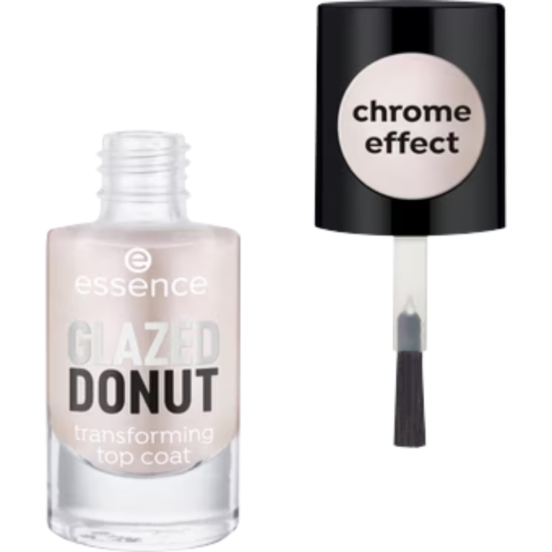 Essence Top Coat Glazed Donut -  8ml | ايسنس توب كوت بتأثير فضي لامع - 8 مل
