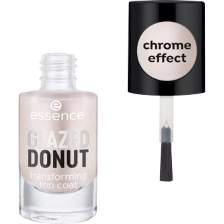 Essence Top Coat Glazed Donut -  8ml | ايسنس توب كوت بتأثير فضي لامع - 8 مل
