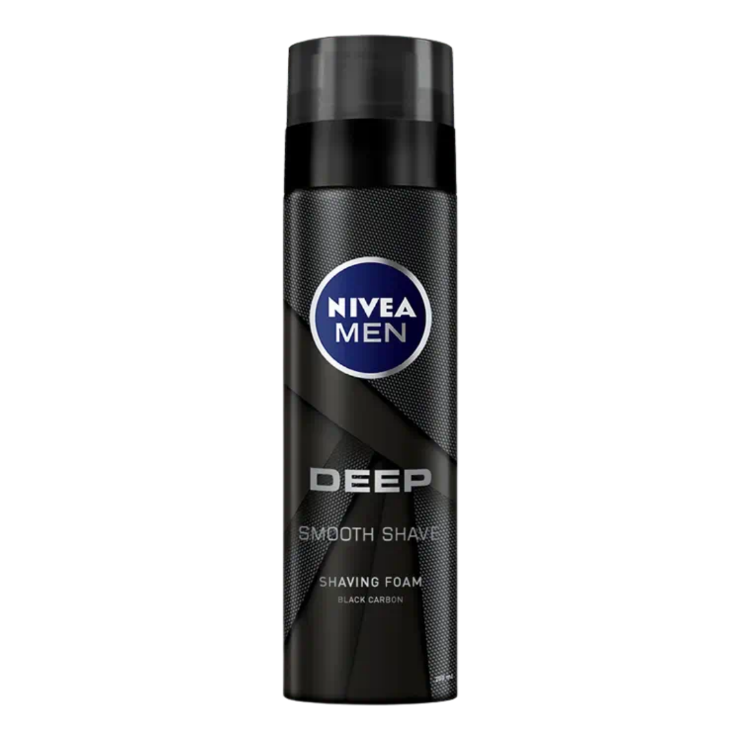 NIVEA Deep Black Carbon Shaving Foam - 200ml | نيفيا رغوة الحلاقة للرجال بالكربون الاسود - 200 مل