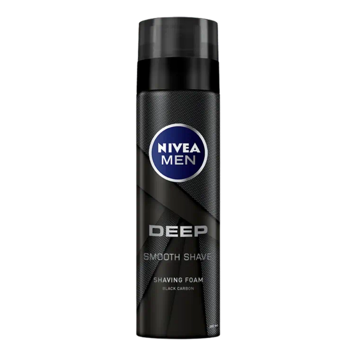 NIVEA Deep Black Carbon Shaving Foam - 200ml | نيفيا رغوة الحلاقة للرجال بالكربون الاسود - 200 مل