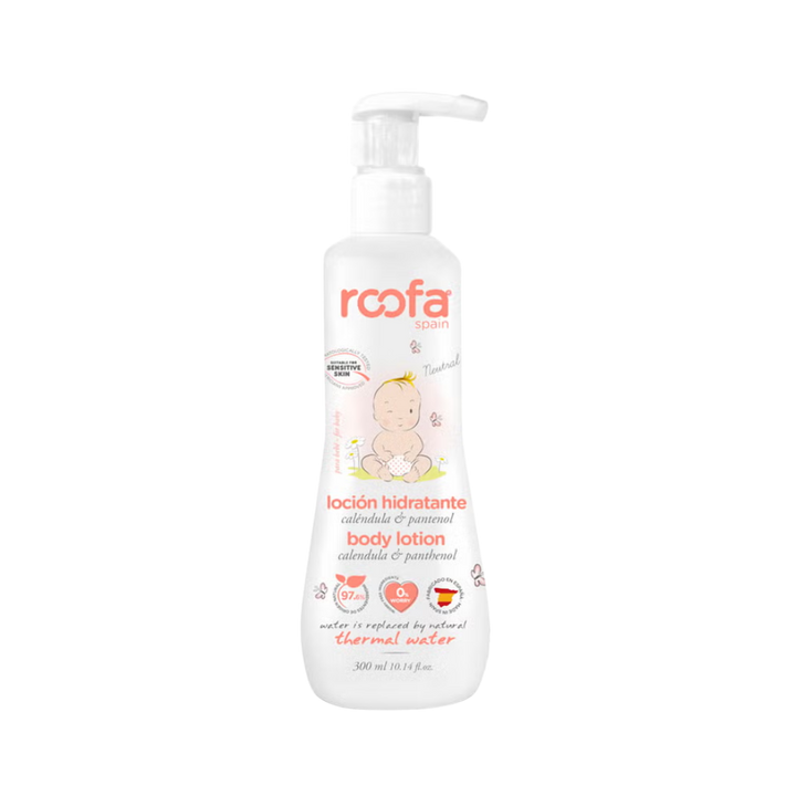 Roofa Baby Moisturizing Body Lotion With Calendula & Panthenol - 300 ml | روفا لوشن ترطيب للأطفال بخلاصة الكاليندولا والبانثينول – 300 مل
