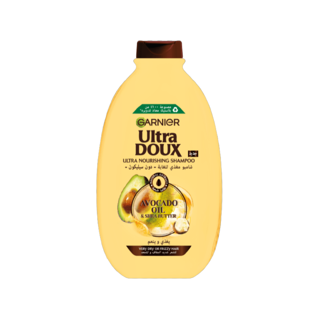 Garnier Ultra Doux Shampoo Avocado Oil & Shea Butter - 400ml | غارنييه الترا دو شامبو بزيت الاوفوكادو وزبدة الشيا للشعر الجاف - 400 مل