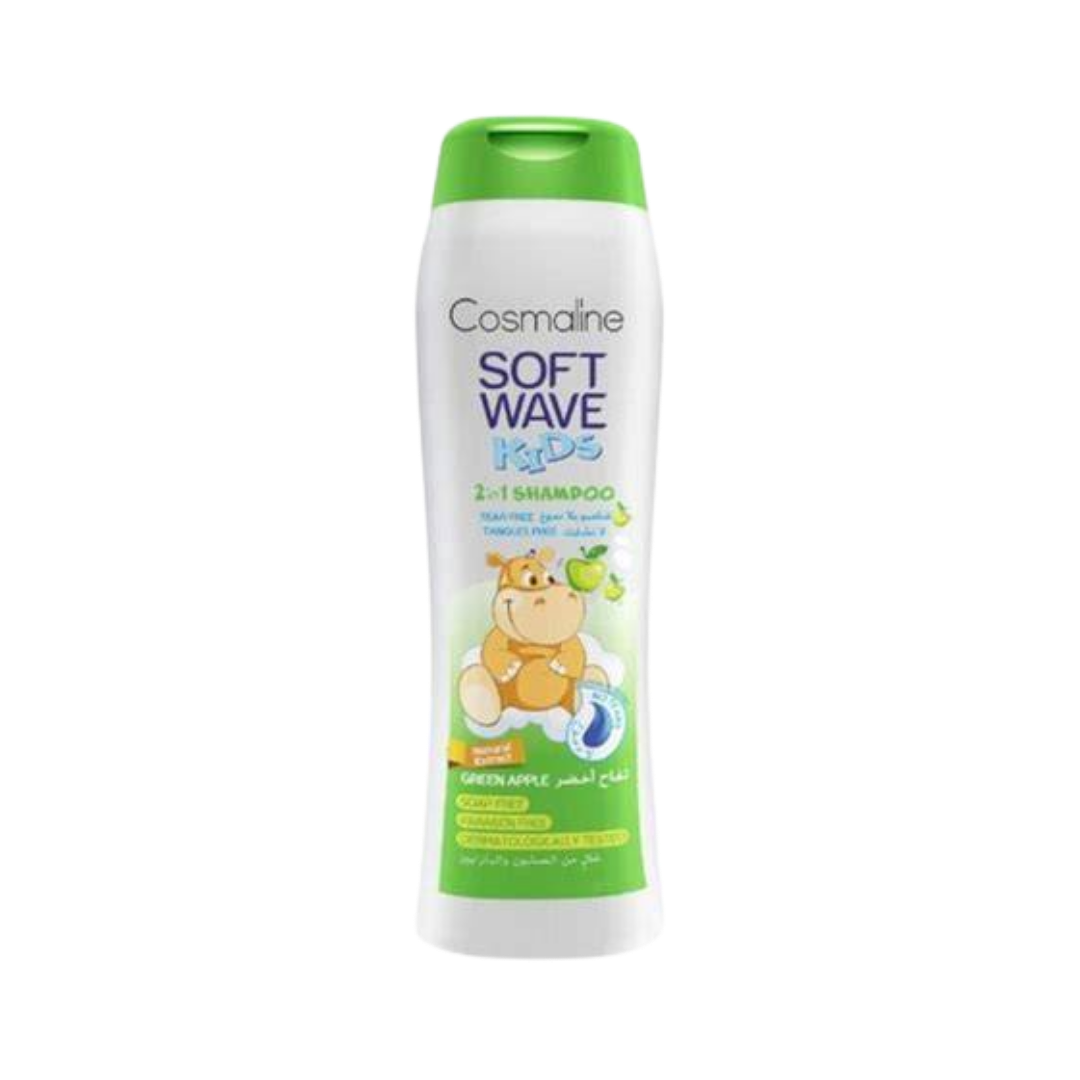 Cosmaline Soft Wave Green Apple Tear Free Shampoo Kids - 400ml | شامبو سوفت ويف جرين آبل  للأطفال بدون دموع من كوزملاين 400 مل