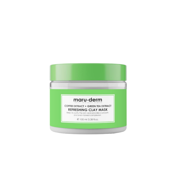 maru.derm Coffee and Green Tea Extract Refreshing Clay Mask - 100ml | مارو.ديرم ماسك الوجه بالشاي الأخضر و القهوة - 100 مل