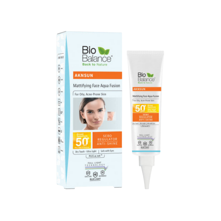 Bio Balance Aknsun Mattifying Aqua Fusion SPF 50 Dry Touch - 40 ml |  بايو بالانس واقي شمسي للبشرة الدهنية بعامل حماية 50 - 40 مل