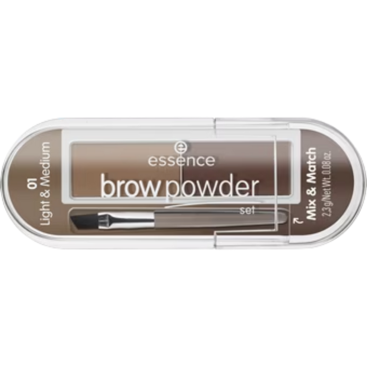 Essence Brow Powder Set No. 01 Light & Medium - 2.3g | ايسنس بودرة رسم الحواجب رقم 01 - 2.3 غرام