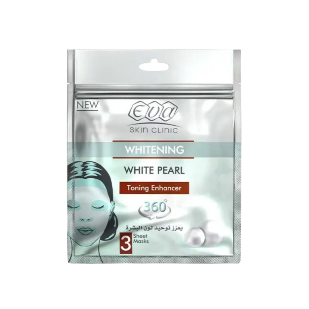 Eva Skin Clinic White Pearl Sheet Mask 3 sheet - 42ml | ايفا ماسك باللؤلؤ الابيض لتفتيح البشرة - 42 مل