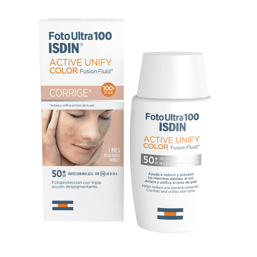ISDIN Foto Ultra Active Unify Color Fusion Fluid Spf 50+ - 50ml | ايزدن سائل واقي شمسي مع لون مع عامل حماية من الشمس 50 - 50 مل