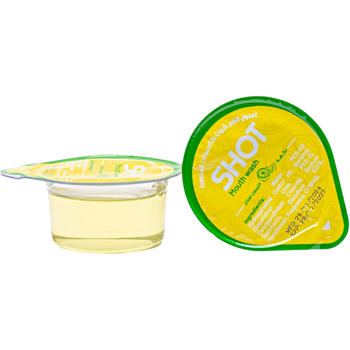 SHOT Mouth Wash Lemon Mint Flavour - 20capsules x 15ml | شوت غسول فم بنكهة الليمون والنعناع - 20 كبسولة 15 مل