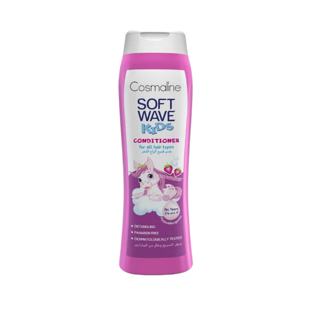 Cosmaline Soft Wave Strawberry Conditioner For Kids - 400ml | بلسم سوفت ويف بالفراولة للأطفال من كوزمولاين 400 مل