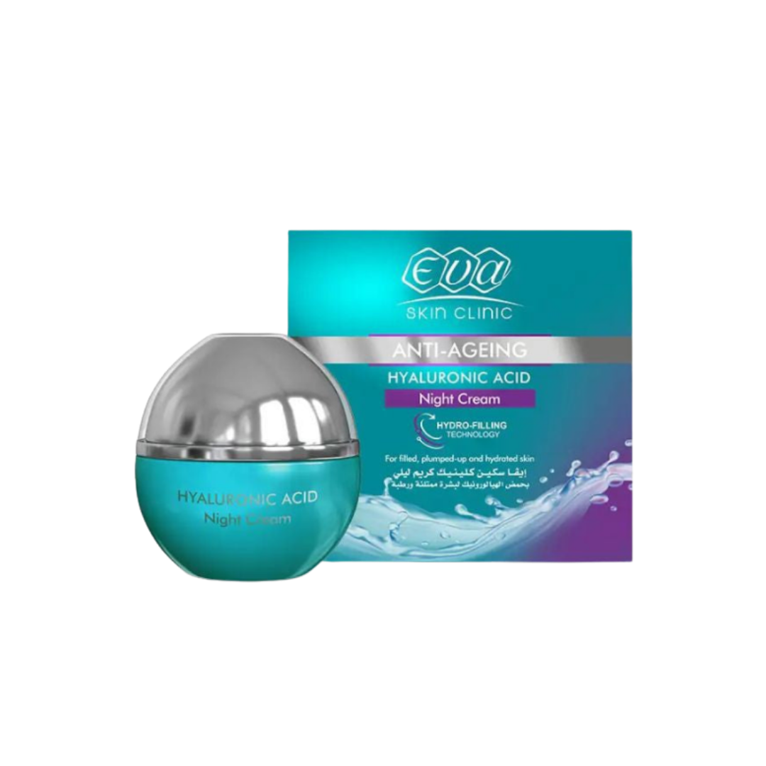 Eva Anti Ageing Hyaluronic Acid Night Cream - 45ml | ايفا كريم ليلي بالهيالورونيك اسيد - 45 مل