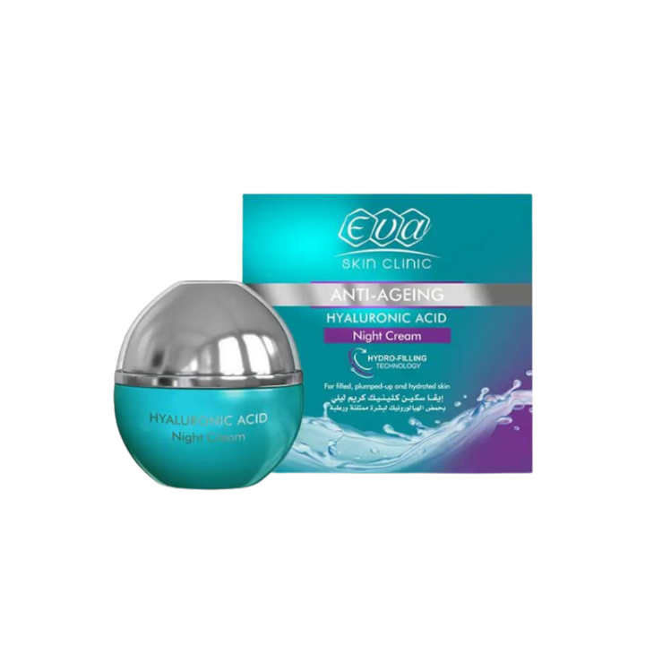 Eva Anti Ageing Hyaluronic Acid Night Cream - 45ml | ايفا كريم ليلي بالهيالورونيك اسيد - 45 مل