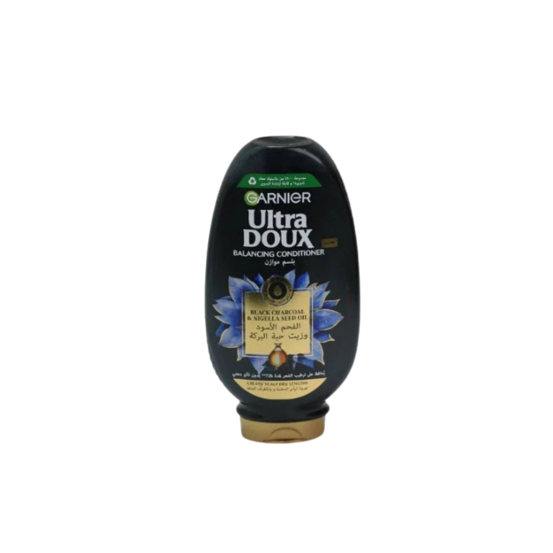 Garnier Doux Black Charcoal and Black Seed Oil Conditioner - 360ml | غارنييه بلسم بالفحم و زيت حبة البركة - 360 مل