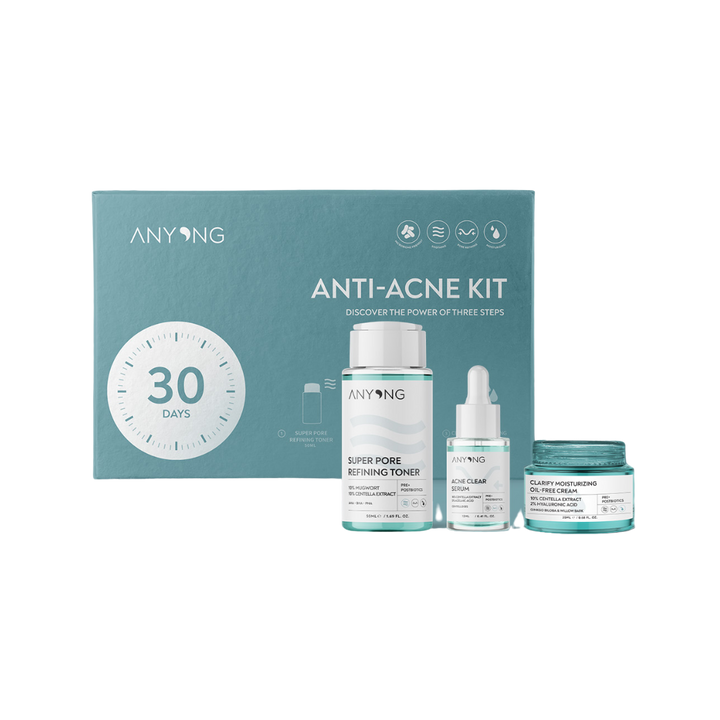 ANYONG Anti - Acne Kit 3 Steps To Smooth The Skin | انيونغ مجموعة العناية بالبشرى لمعالجة حب الشباب والؤوس السوداء
