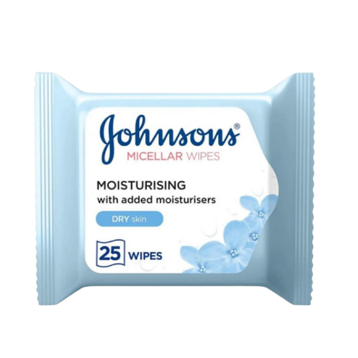 Johnson's Make-Up Be Gone Micellar Cleansing Wipes Dry Skin - 25pcs | جونسون مناديل تنظيف الوجه  للبشرة الجافة - 25 قطعة