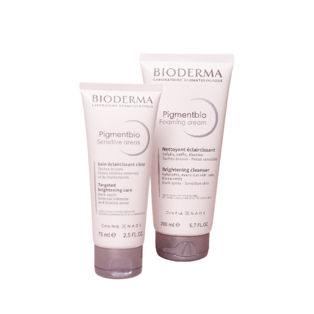 BIODERMA Laboratoire Dermatologique Value Pack Foaming Cream+Sensitive Areas - 200mlx75ml | بيوديرما مجموعة تفتيح لطيف وفعّال للبشرة والمناطق الحساسة - 200 x 75 مل