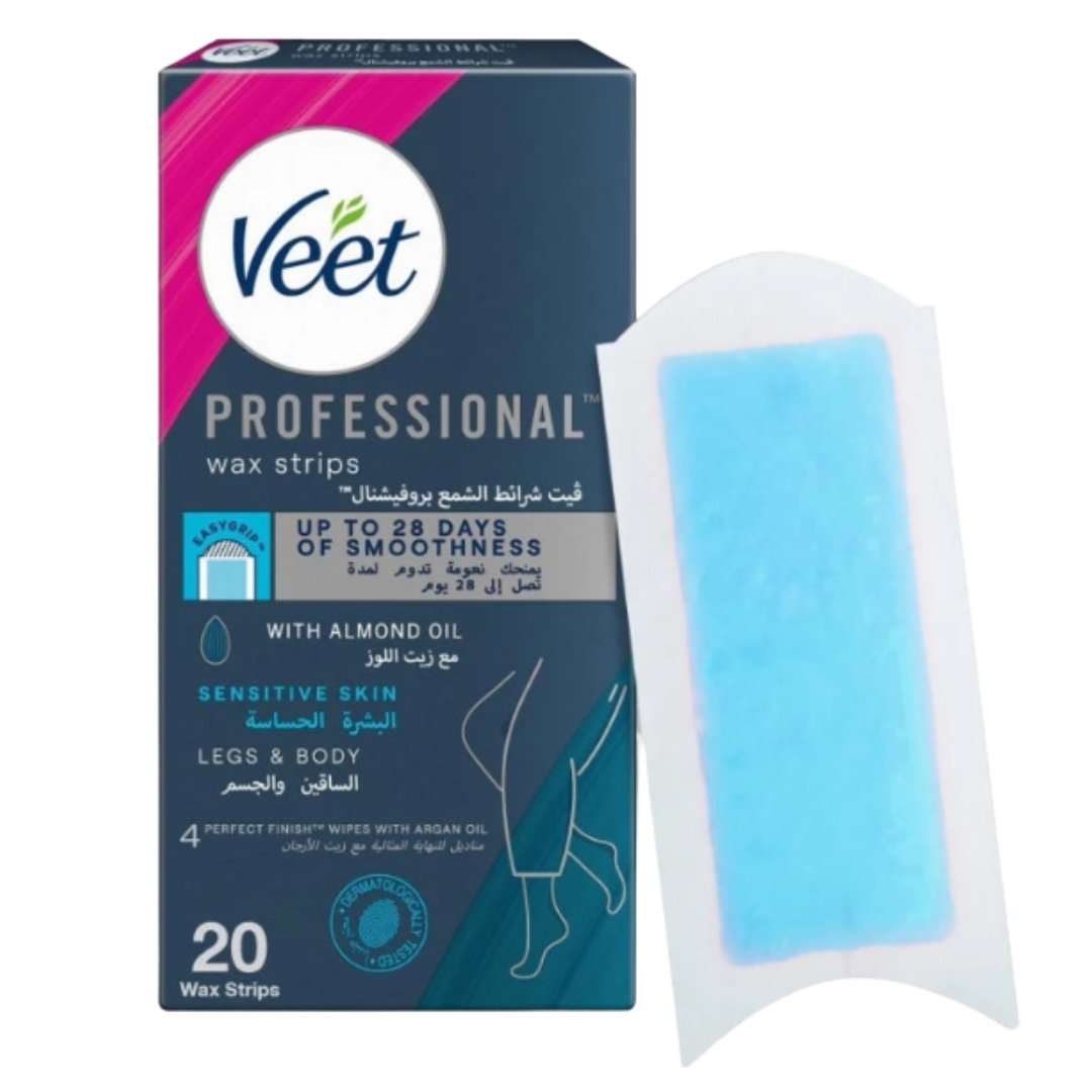Veet Wax Strips Sensitive Skin - 20pcs | فيت شرائح الشمع لازالة الشعر - 20 قطعة