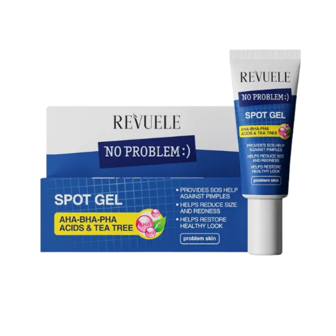 Revuele Spot Gel AHA-BHA-RHA acids and tea tree - 25ml | ريفويل جل موضعي لعلاج الحبوب بالأحماض و زيت شجرة الشاي - 25 مل