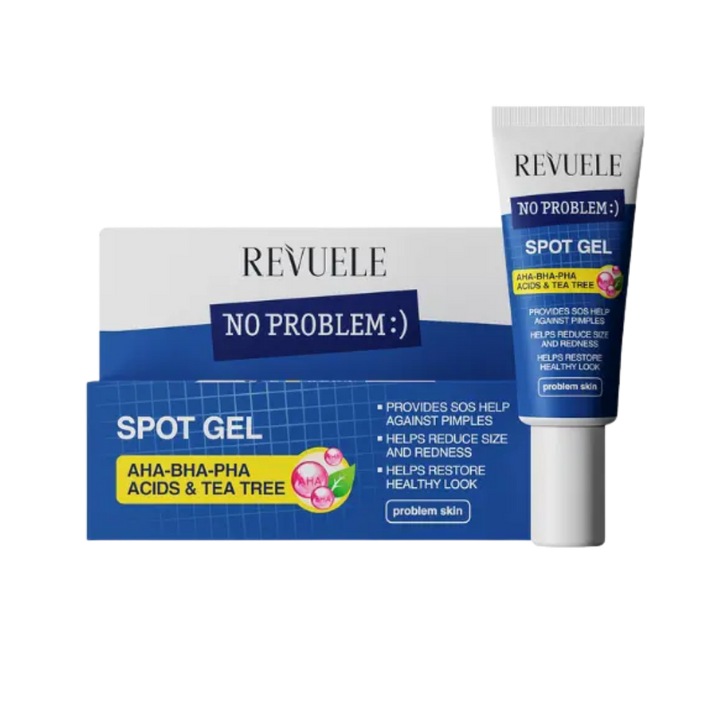 Revuele Spot Gel AHA-BHA-RHA acids and tea tree - 25ml | ريفويل جل موضعي لعلاج الحبوب بالأحماض و زيت شجرة الشاي - 25 مل
