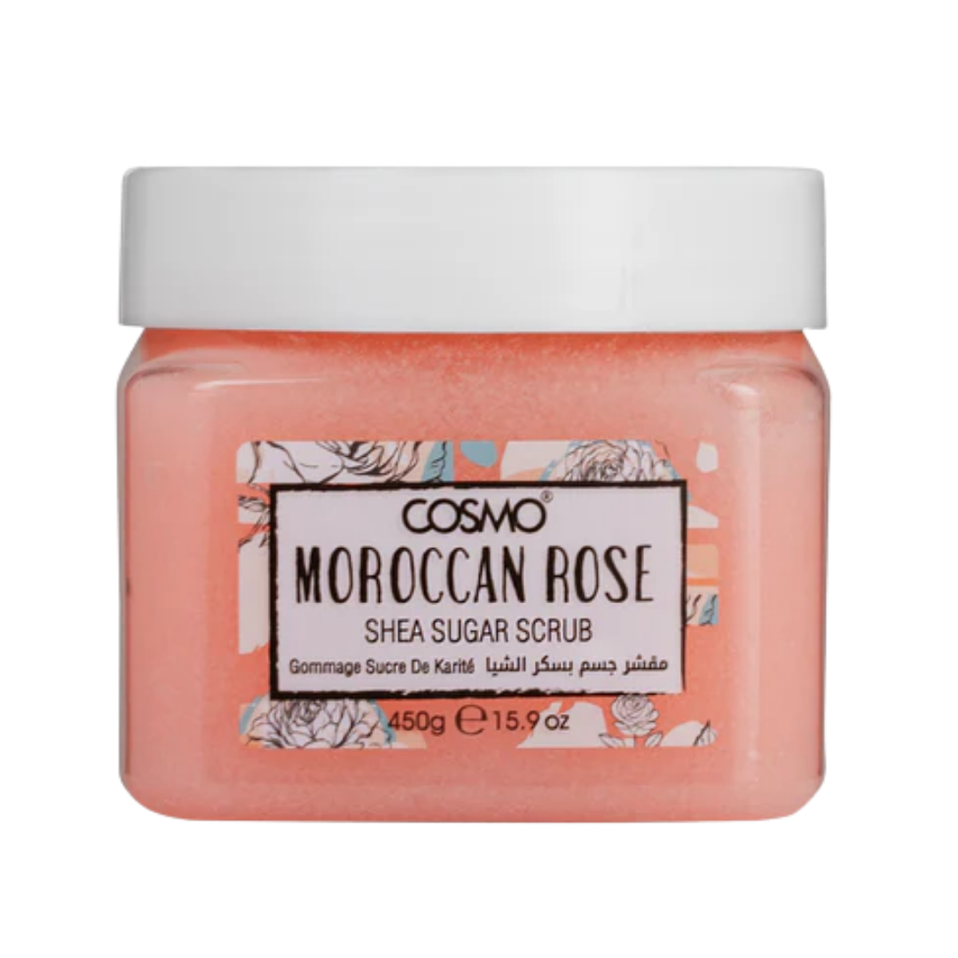 Cosmo Moroccan rose shea sugar scrub - 450g | كوزمو مقشر الجسم بالسكر و الشيا و رائحة الورد المغربي - 450 غرام